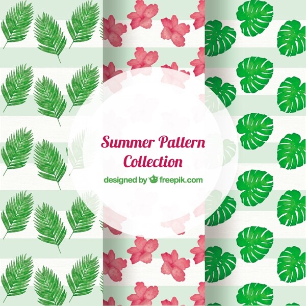 夏季花卉和棕榈叶装饰图案