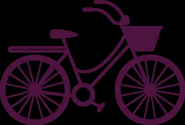 紫色自行车剪影免抠png透明图层素材