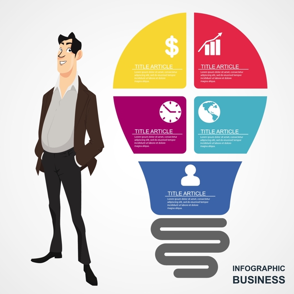 灯泡图形商业信息图设计
