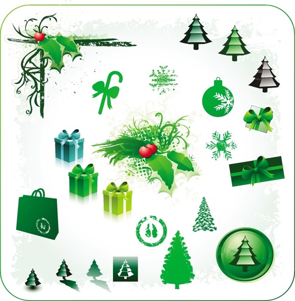 向量漂亮的绿色圣诞海报设计元素自由向量