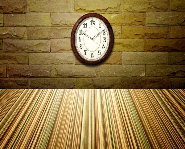 怀旧墙壁地板和钟表图片
