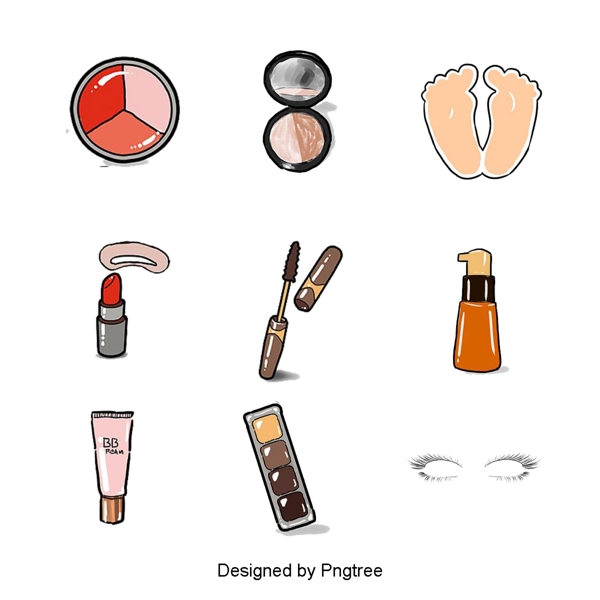 卡通手绘简单化妆品图标设计