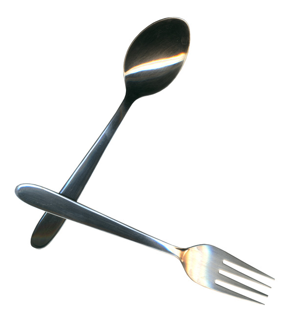 叉子和勺子与裁剪路径