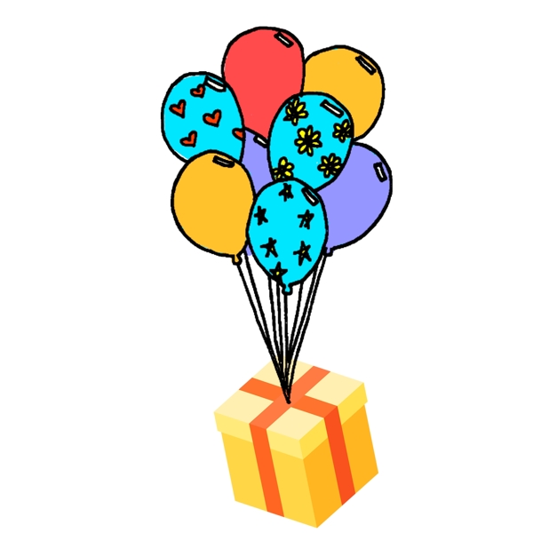 彩绘波普风气球和礼盒设计