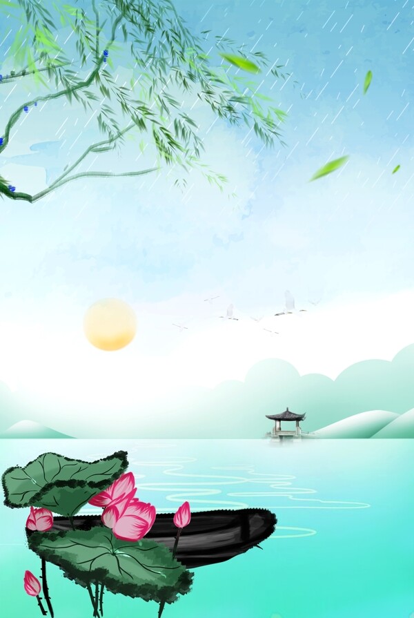 中国风二十四节气清明节春游踏青海报