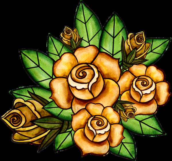 黄色玫瑰花透明素材