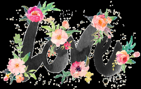 水墨花卉字体素材