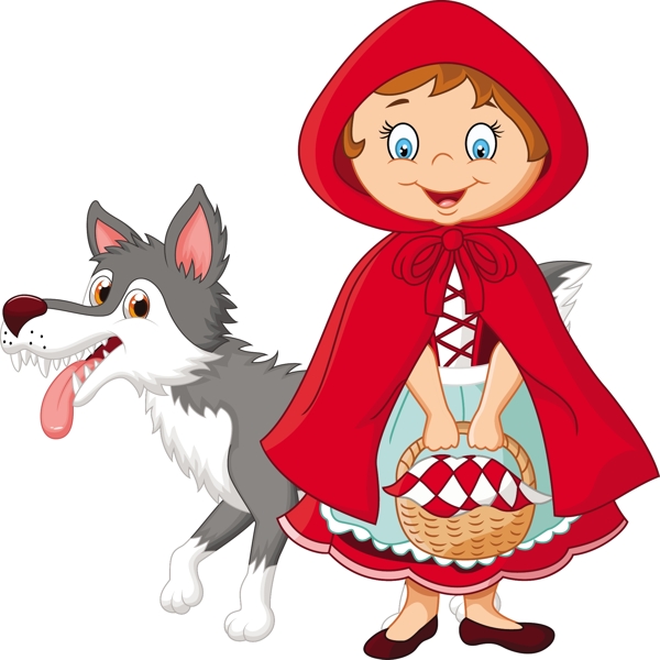 卡通童话故事狼外婆和小红帽