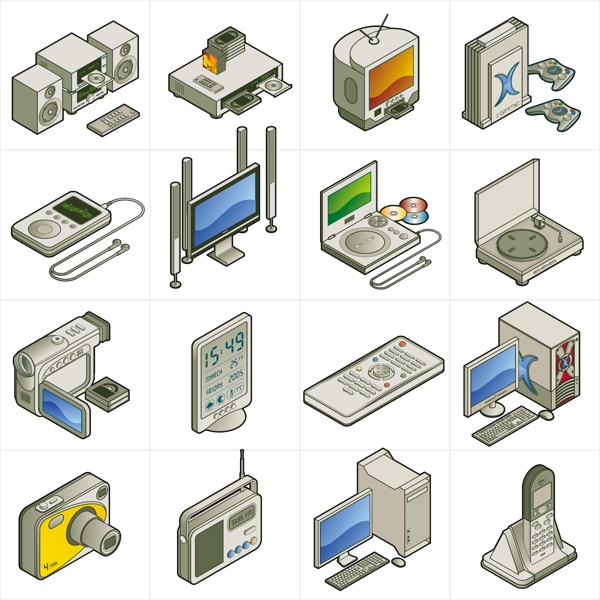 家具与数码产品图标矢量素材