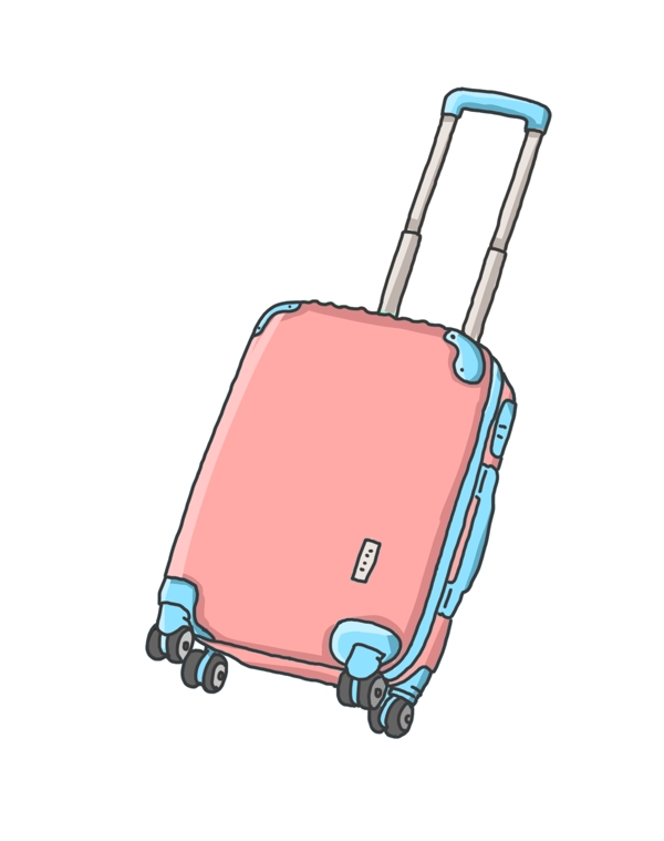 卡通手绘粉色行李箱