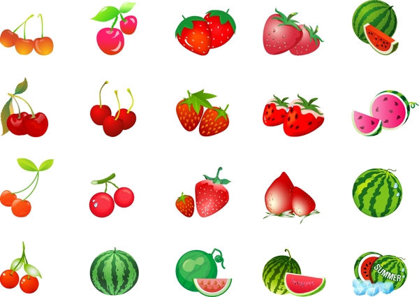 樱桃草莓西瓜矢量素材