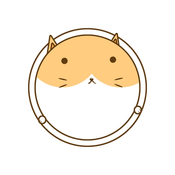 卡通动物圆形胖猫橘色手账猫咪喵咪边框元素