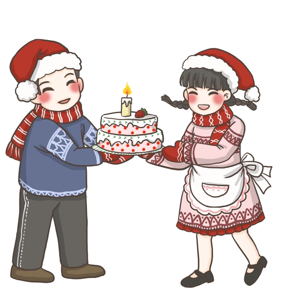 情侣圣诞蛋糕PNG
