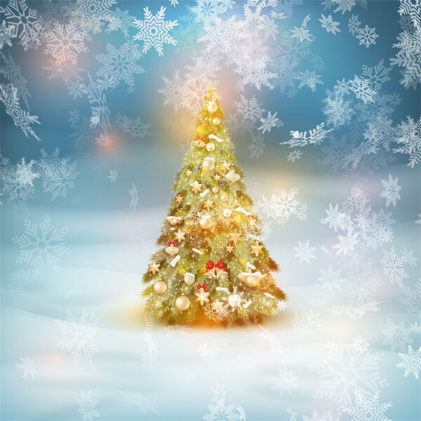 雪花和圣诞树图片