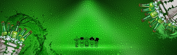 绿色水珠啤酒背景
