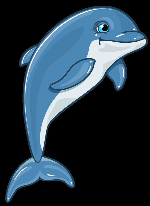 卡通蓝色海豚png元素