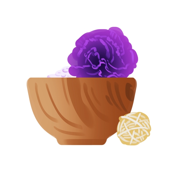 一碗紫色花朵插画