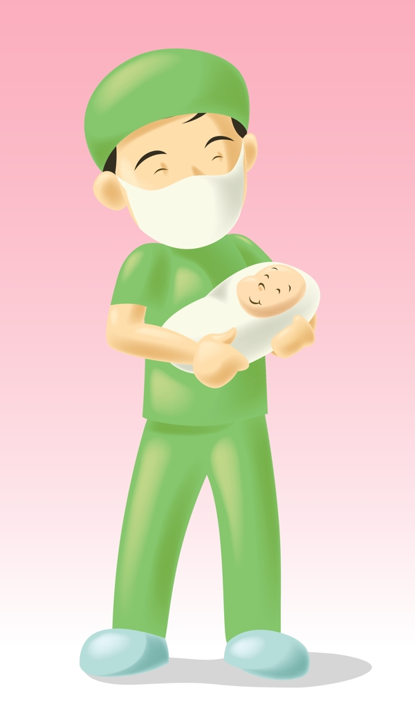 男医生抱着婴儿矢量设计图片