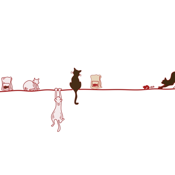 猫咪分割线手绘插画