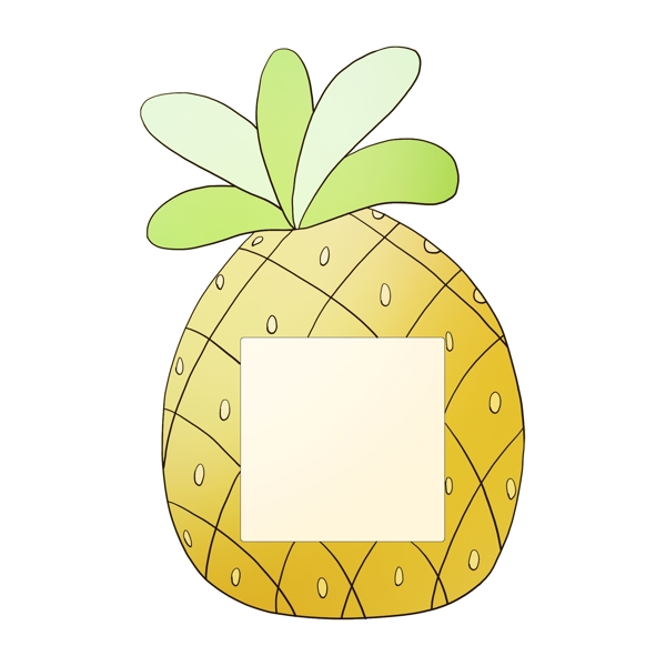 黄色的菠萝相框插画