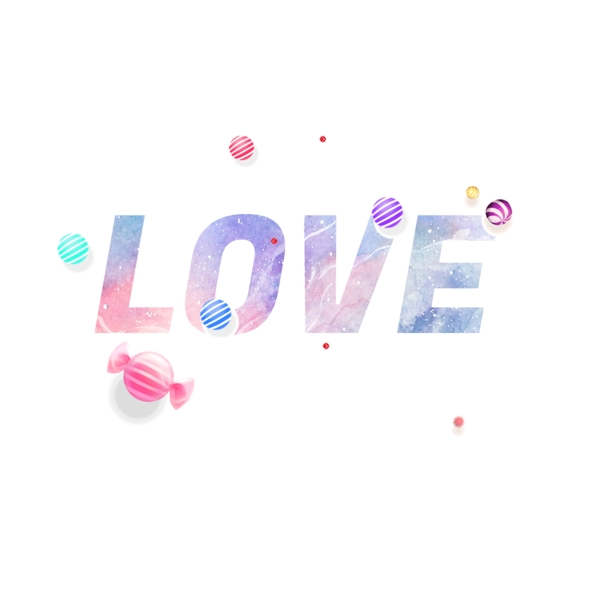 五颜六色的爱与糖果和泡影的简单字体