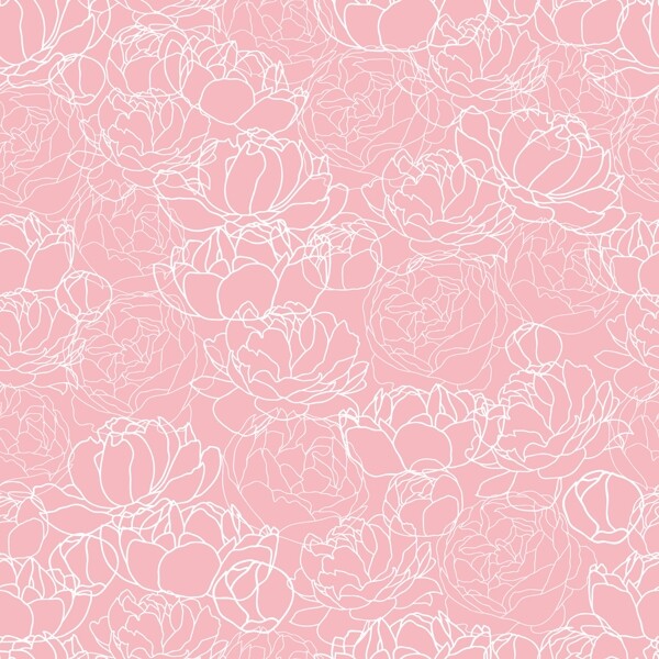 粉色牡丹花纹无缝背景矢量图图片