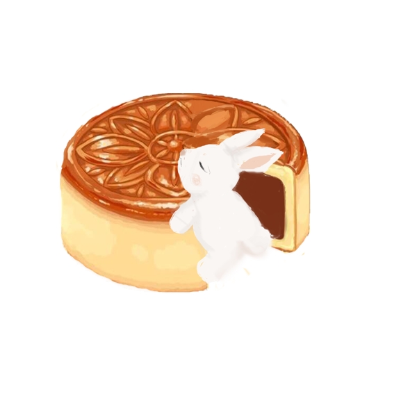 中秋节原创商用元素兔子玉兔搬月饼