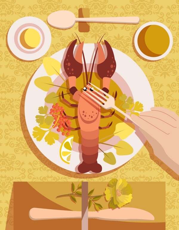 龙虾料理餐厅海报