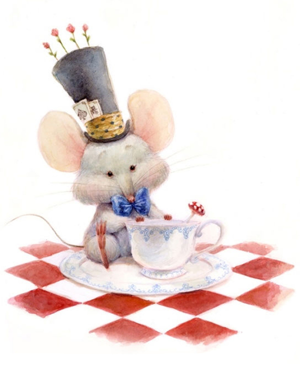 位图插画爱丽丝漫游仙境动物老鼠免费素材