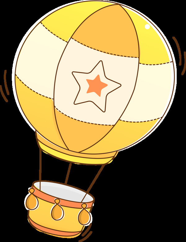 卡通黄色热气球png元素