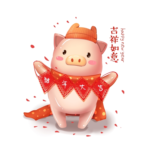 2019猪年手绘立体卡通小猪剪纸