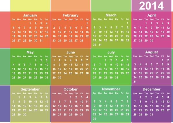 2014年日历模板图片