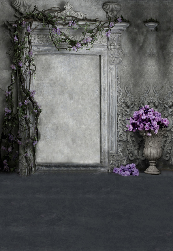 欧式室内鲜花树藤影楼摄影背景图片