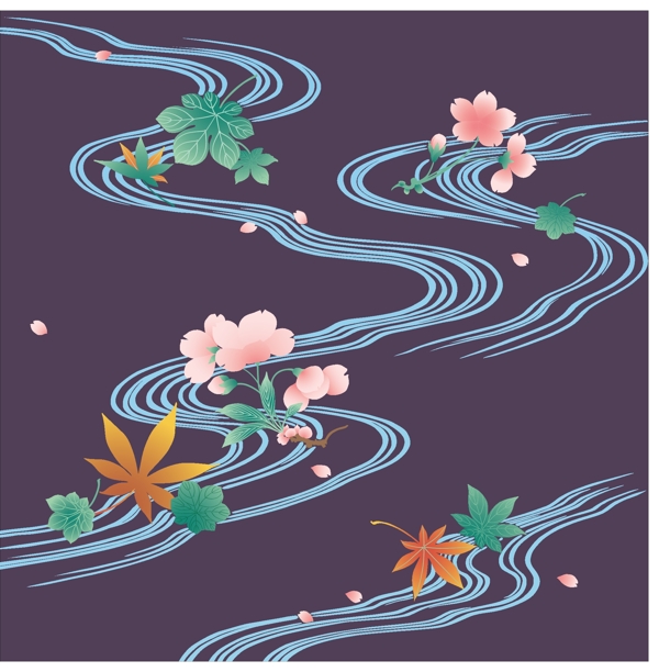 彩色河流花朵装饰图