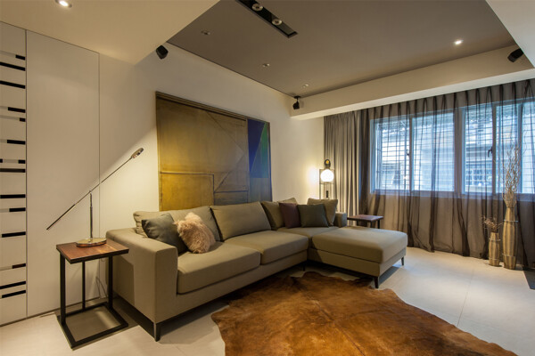 现代简约客厅沙发窗户设计图