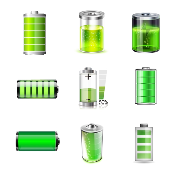绿色卡通电池电源素材图片