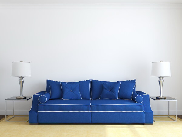 简约蓝色沙发装饰图片