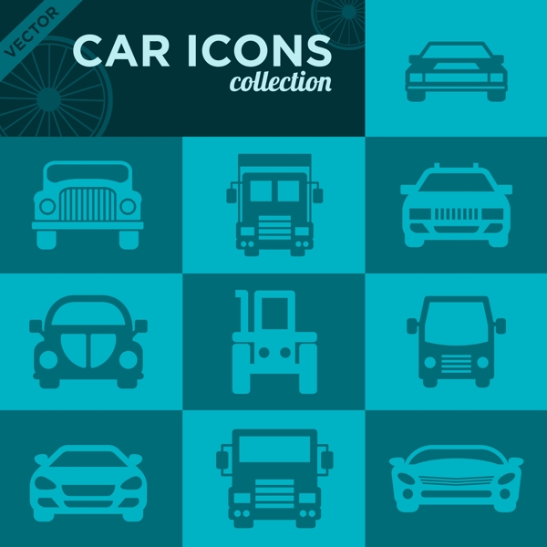 卡通汽车扁平图标icon设计矢量素材