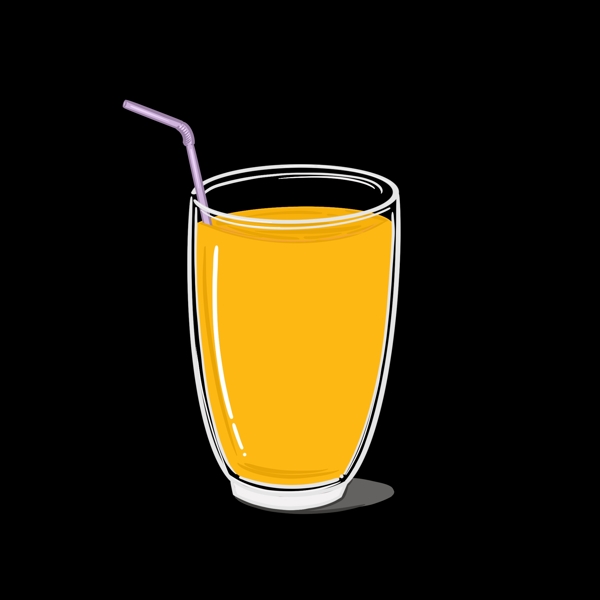 橙色玻璃杯装果汁