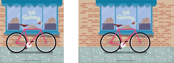 可爱的自行车和面包店