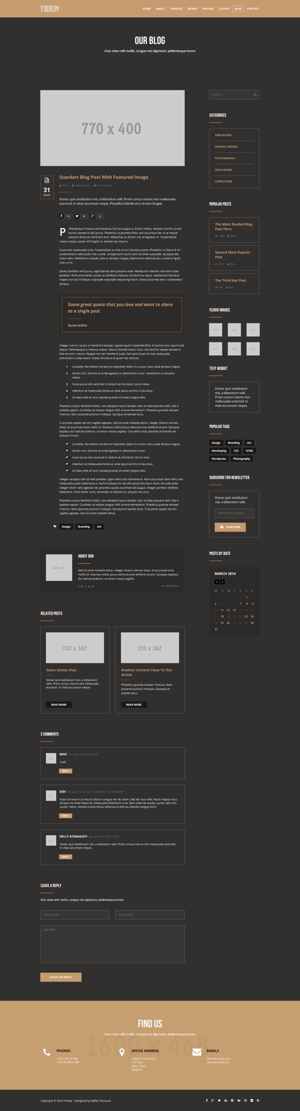 黑色网站页面设计模板
