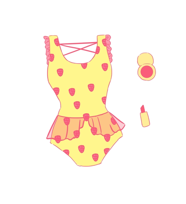 夏季游泳衣黄色可爱性感连体泳衣免扣PNG