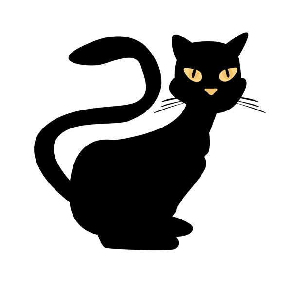 手绘万圣节黑色原创恐怖猫咪可商用元素