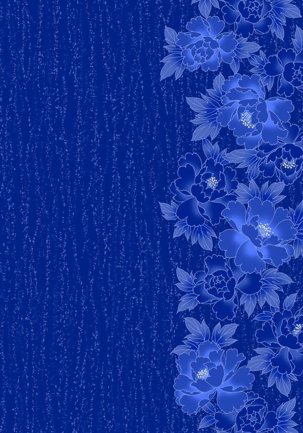 蓝色唯美花底纹花纹素材