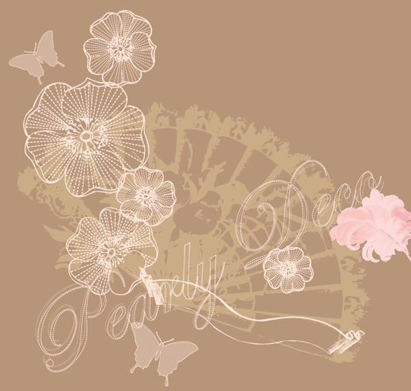 印花矢量图色彩咖啡色粉色花朵免费素材