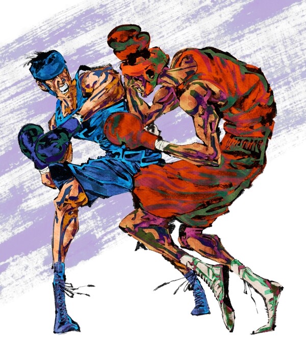 手绘人物拳击运动员图片