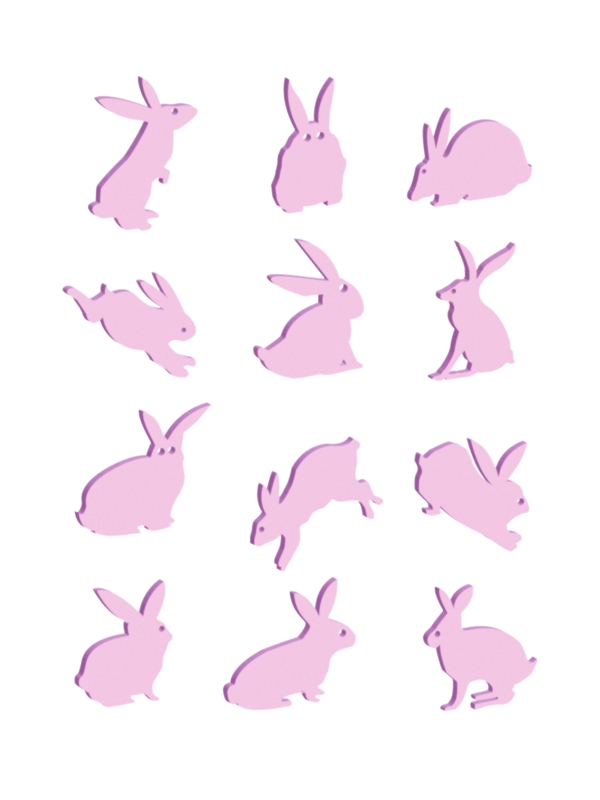 创意手绘彩色粉兔子