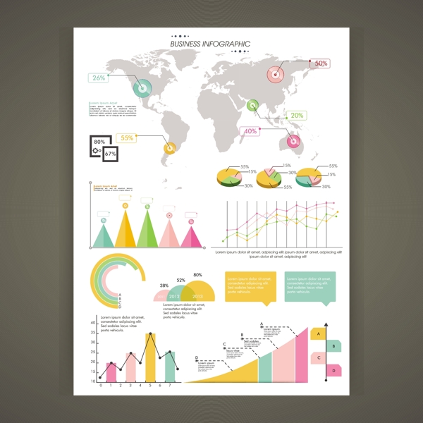 世界地图和图表的商业图表