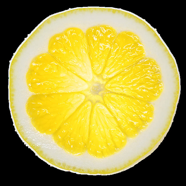 水彩柠檬片透明水果素材