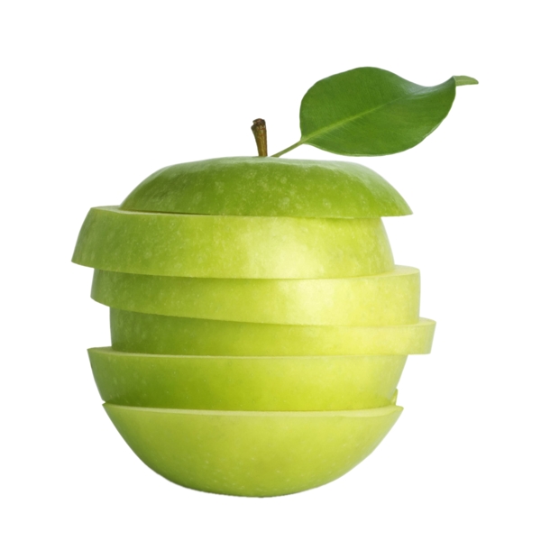 绿色植物果实苹果水果素材叶子切片